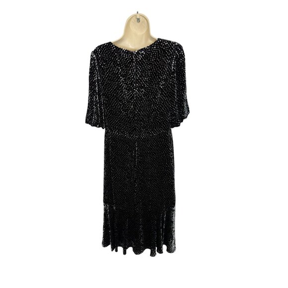 Shoshanna Collette Black Gray Velvet Dot Midi Dress NWT  - Size 8 - Picture 6 of 10